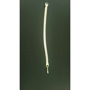 Vintage Gold Tone Herringbone Chain Bracelet 7in 6.2mm Flat Link Box Clasp